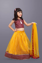 Girls Checkered Lehenga Choli with Dupatta – Festive Ethnic Wear