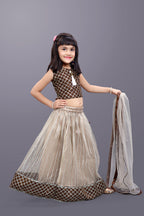Girls Checkered Lehenga Choli with Dupatta – Festive Ethnic Wear
