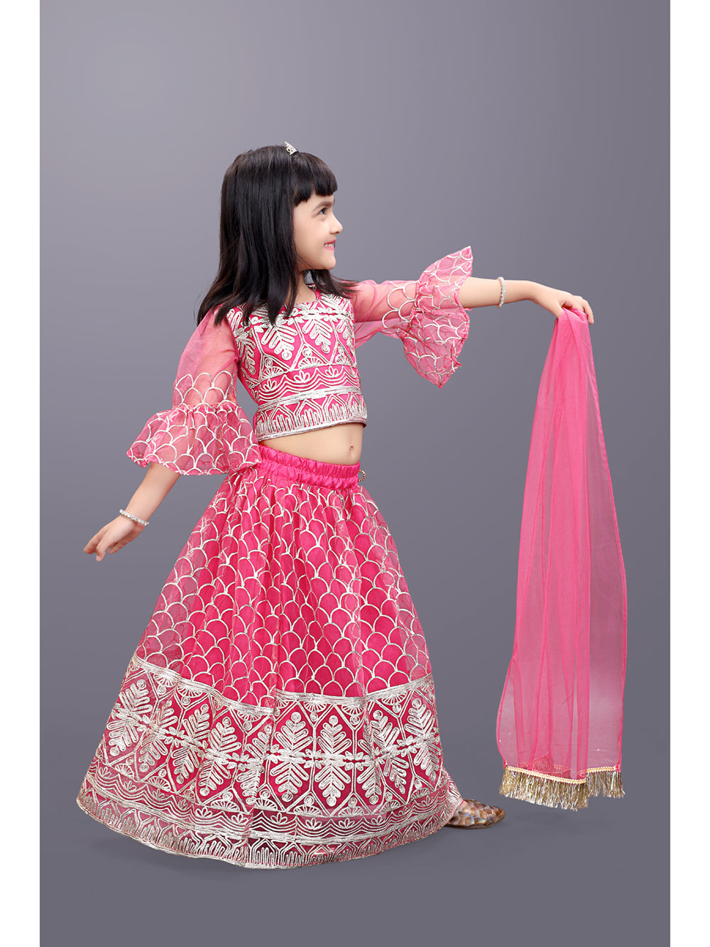 Girls Party Wear Embroidered Lehenga Choli Set with Dupatta | Premium Kids Indian Ethnic Outfit