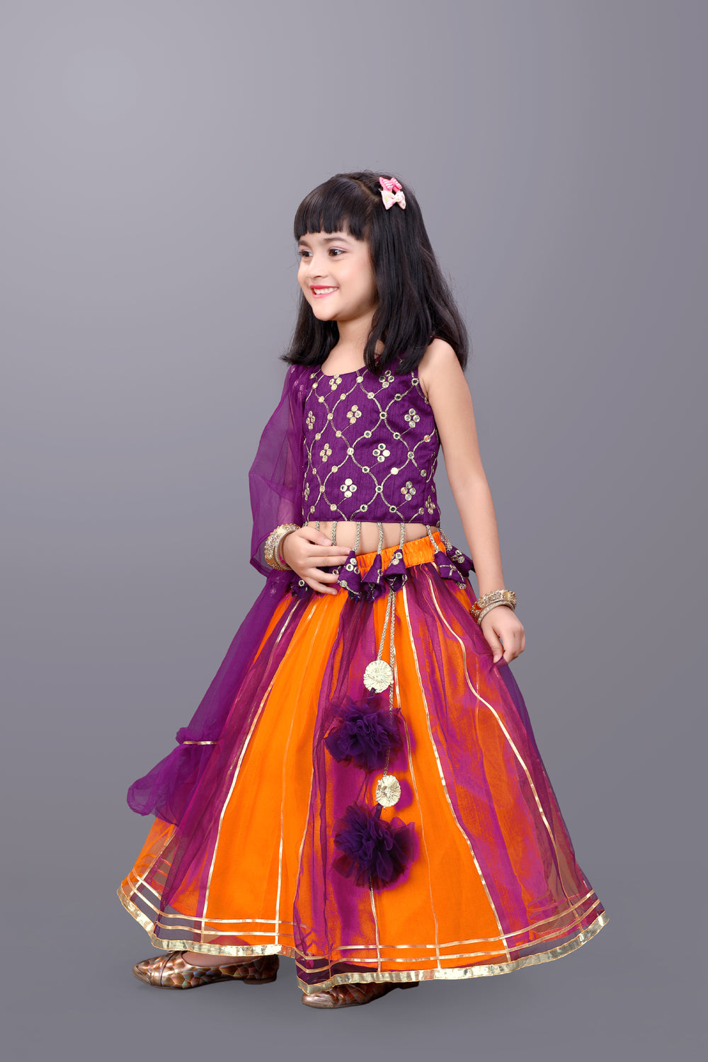 Girls Party Wear Lehenga, Choli and Dupatta Set