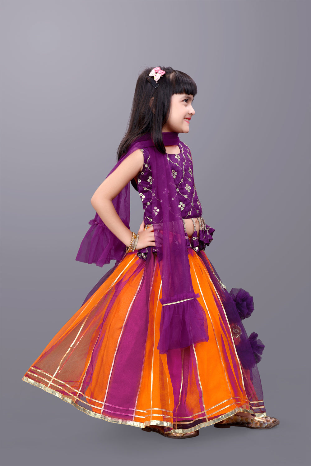 Girls Party Wear Lehenga, Choli and Dupatta Set