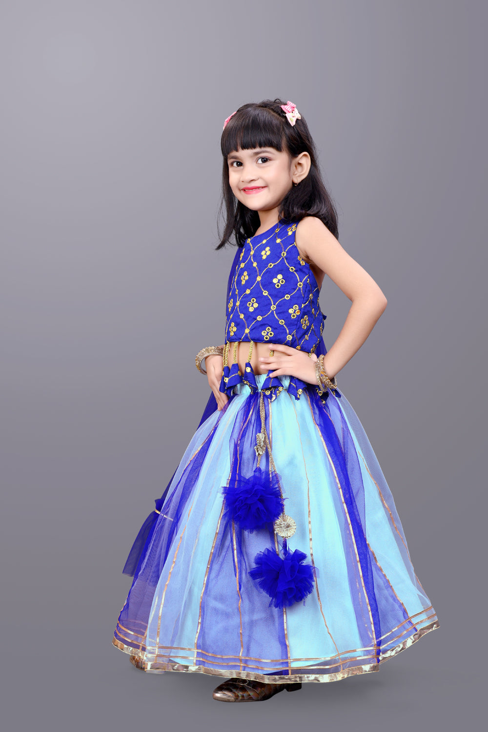 Girls Party Wear Lehenga, Choli and Dupatta Set