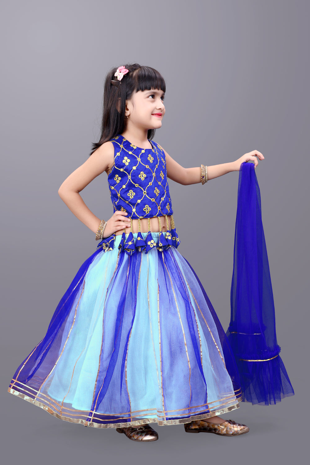 Girls Party Wear Lehenga, Choli and Dupatta Set
