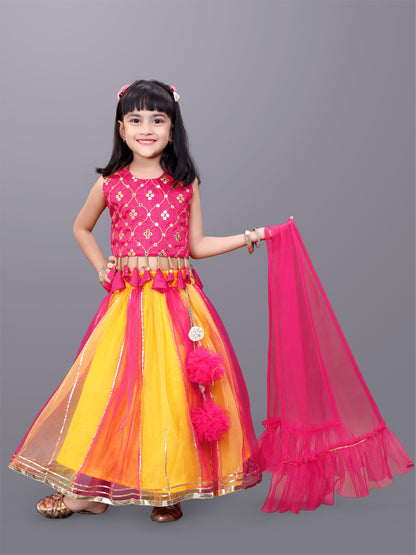 Girls Party Wear Lehenga, Choli and Dupatta Set