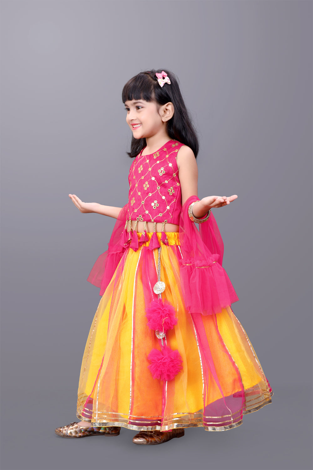 Girls Party Wear Lehenga, Choli and Dupatta Set