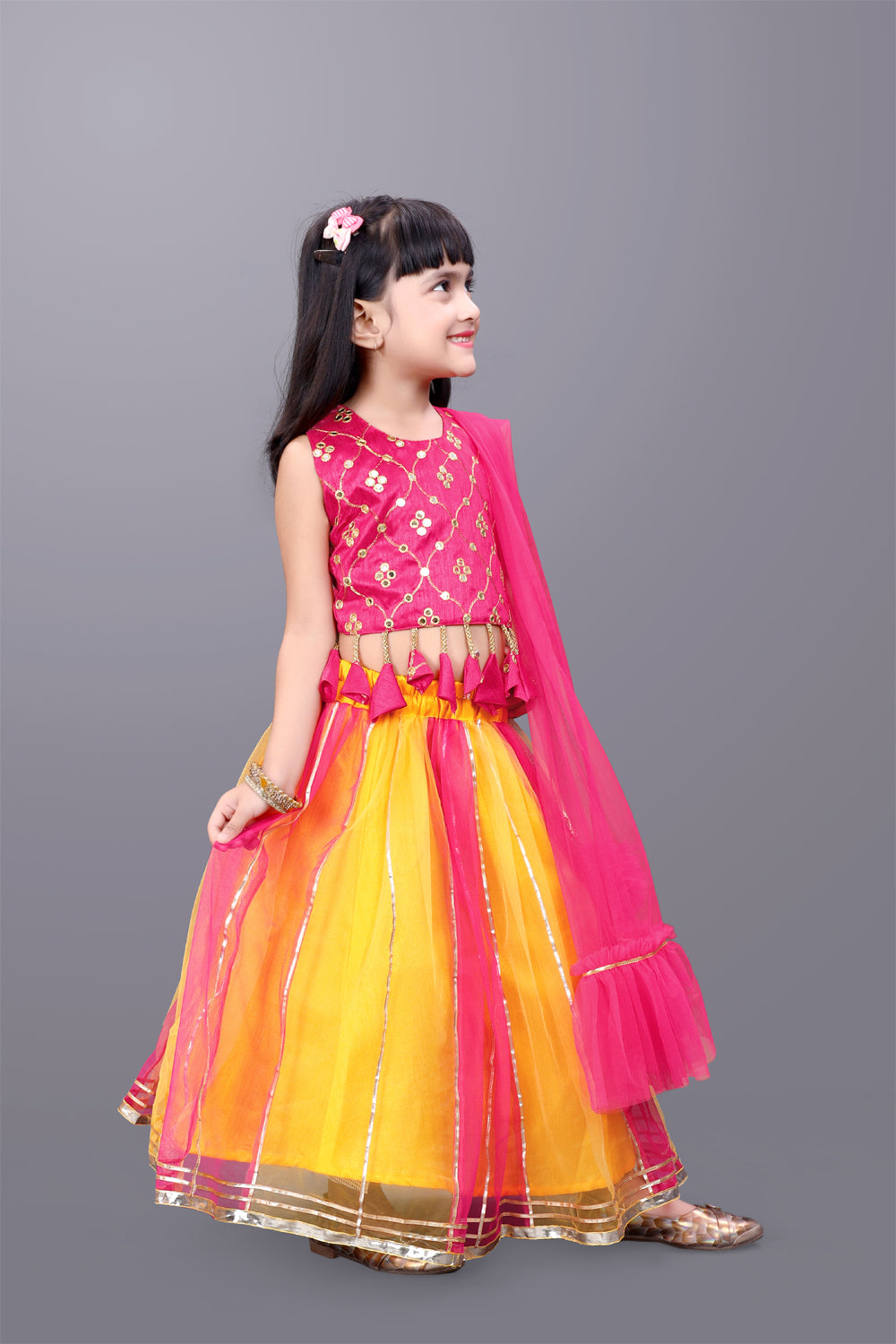 Girls Party Wear Lehenga, Choli and Dupatta Set