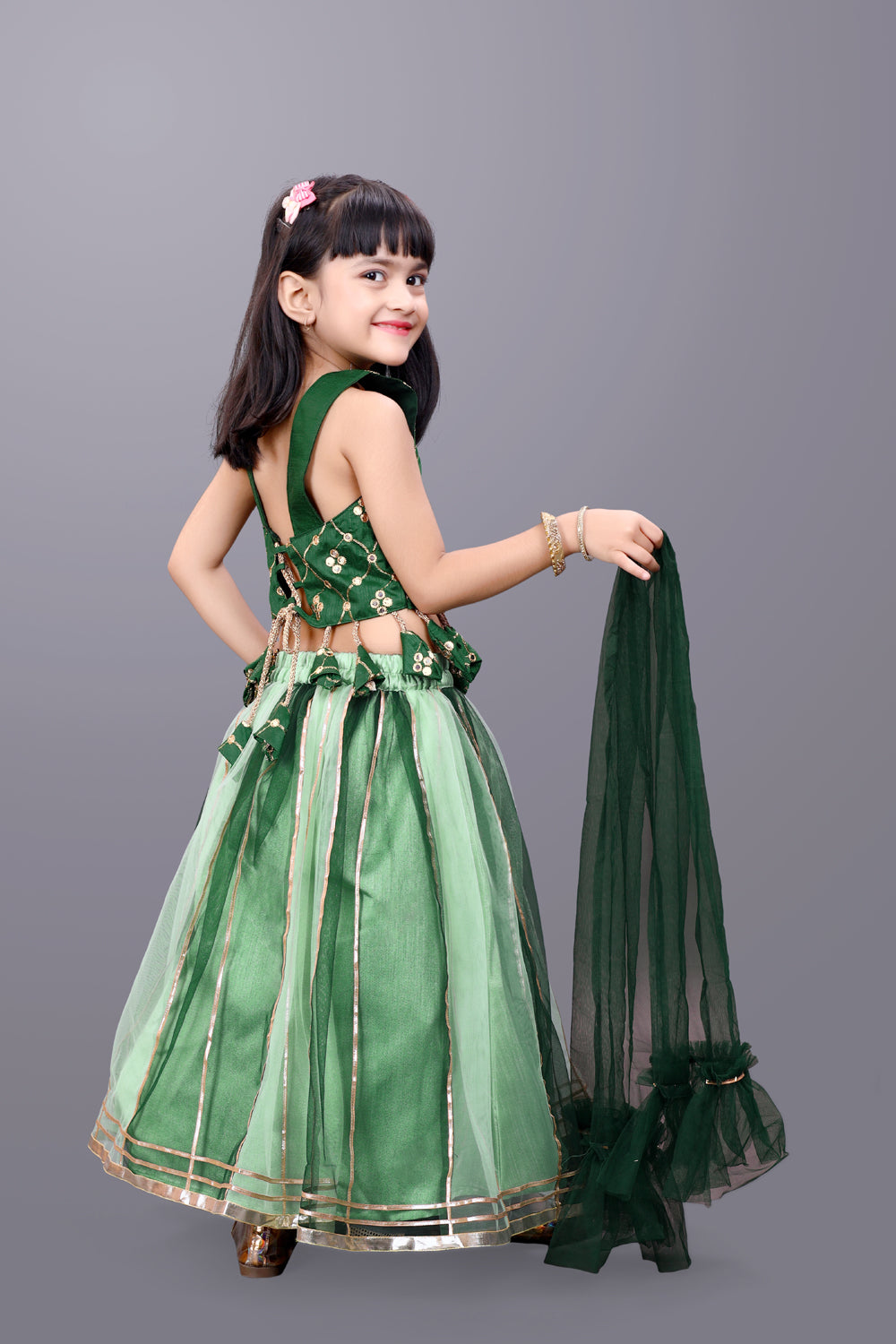 Girls Party Wear Lehenga, Choli and Dupatta Set
