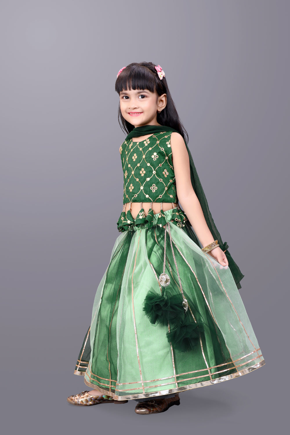 Girls Party Wear Lehenga, Choli and Dupatta Set
