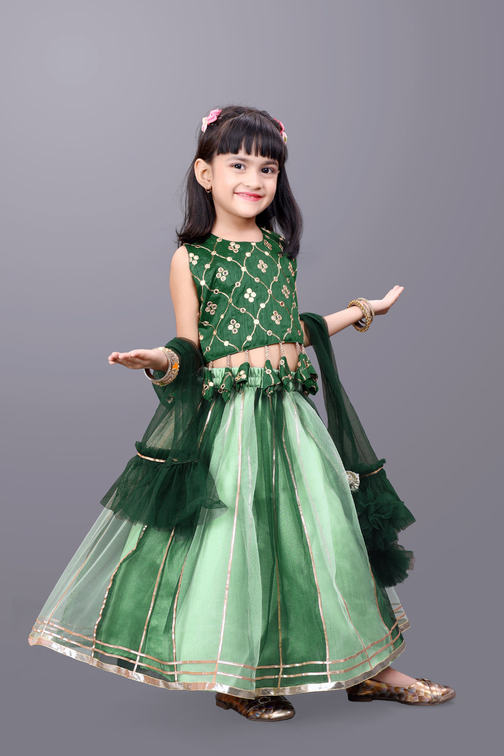 Girls Party Wear Lehenga, Choli and Dupatta Set