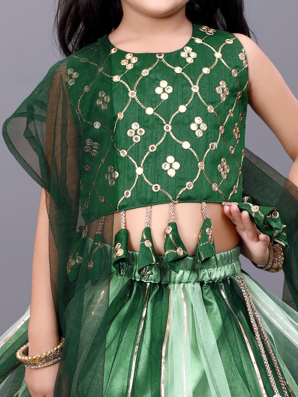 Girls Party Wear Lehenga, Choli and Dupatta Set