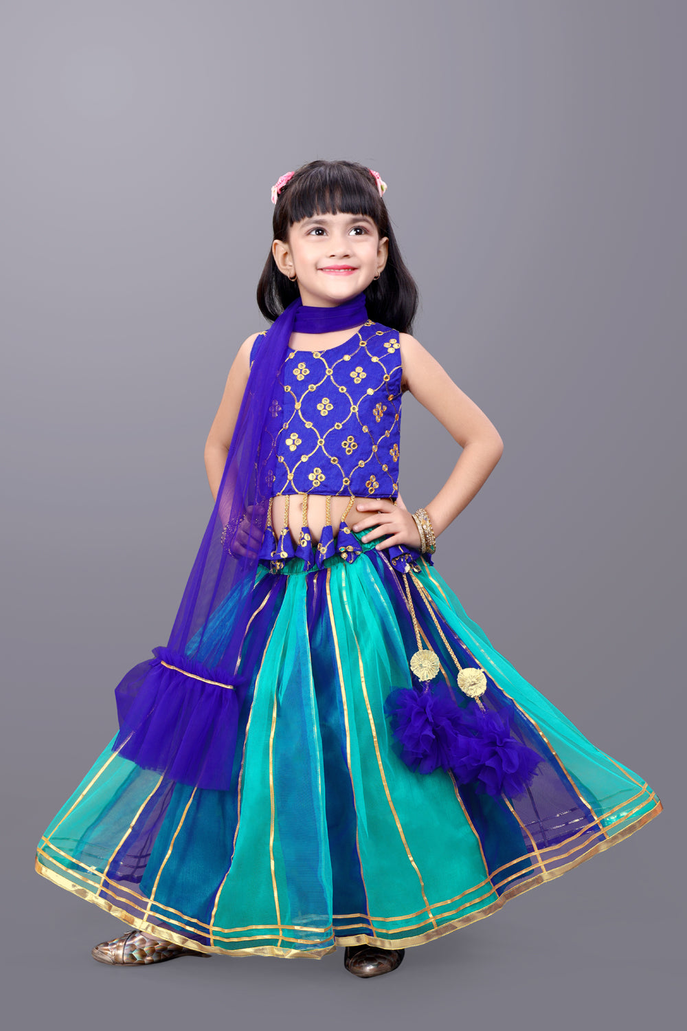 Girls Party Wear Lehenga, Choli and Dupatta Set