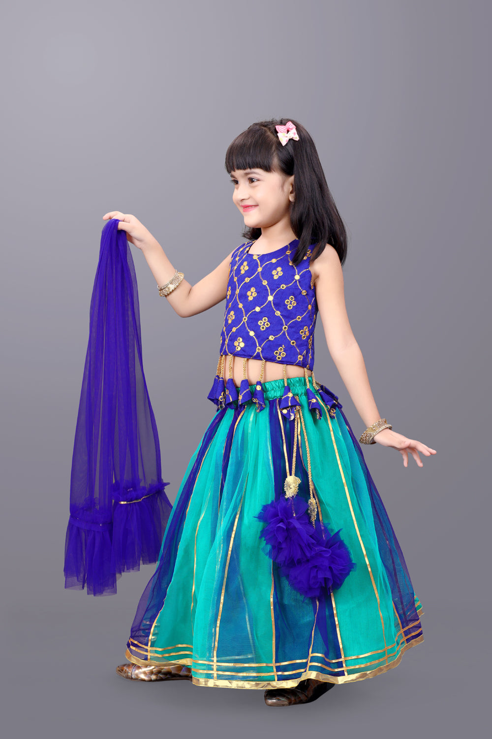 Girls Party Wear Lehenga, Choli and Dupatta Set