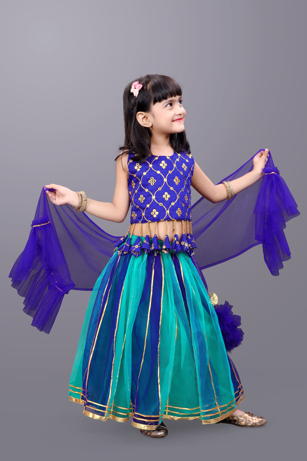 Girls Party Wear Lehenga, Choli and Dupatta Set