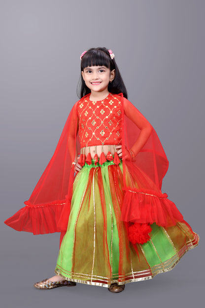 Girls Party Wear Lehenga, Choli and Dupatta Set