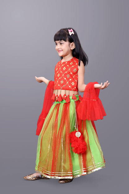 Girls Party Wear Lehenga, Choli and Dupatta Set