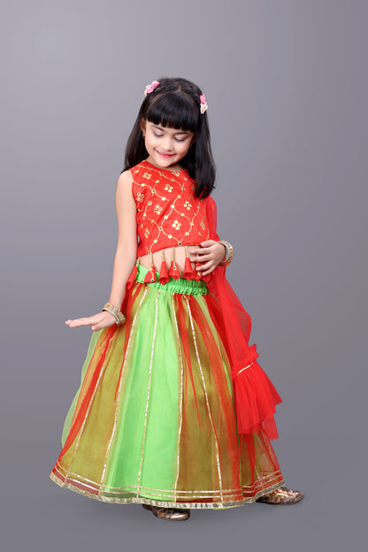 Girls Party Wear Lehenga, Choli and Dupatta Set