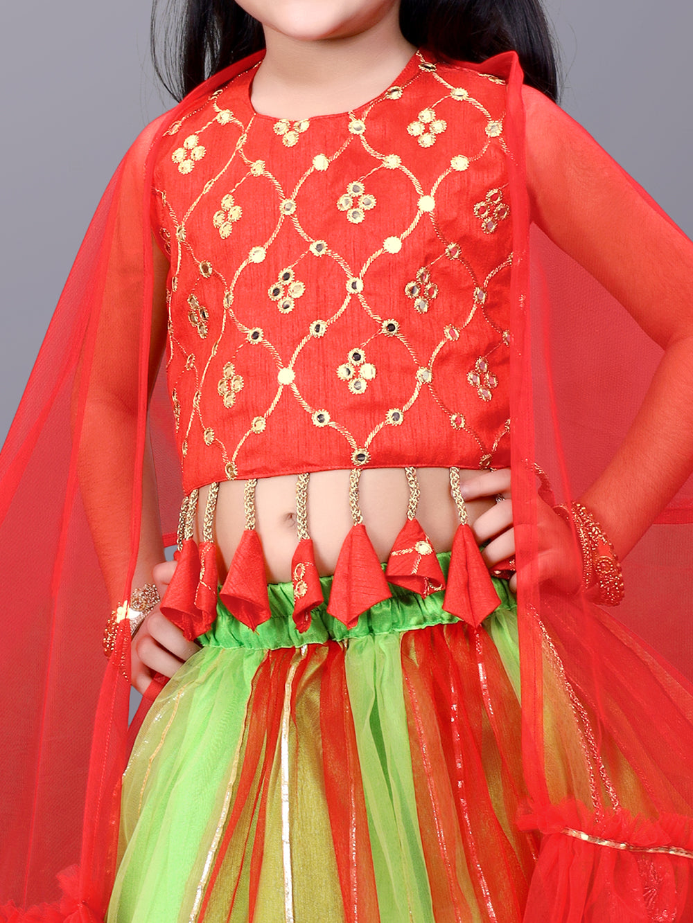 Girls Party Wear Lehenga, Choli and Dupatta Set