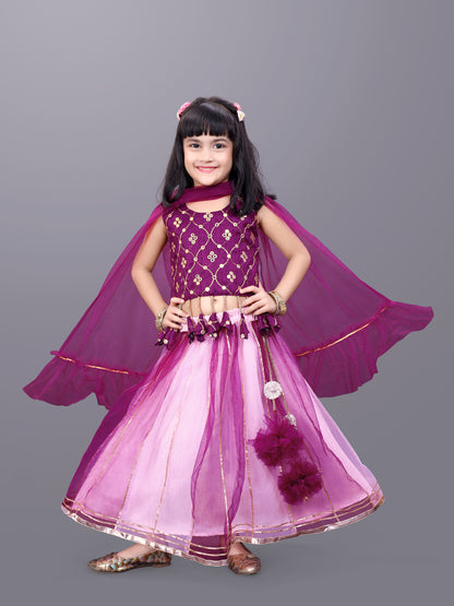 Girls Party Wear Lehenga, Choli and Dupatta Set
