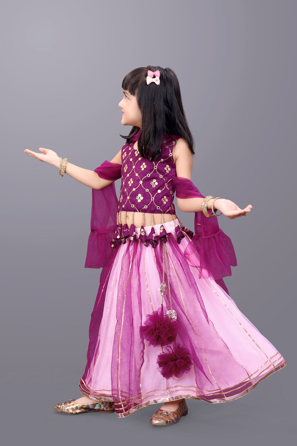 Girls Party Wear Lehenga, Choli and Dupatta Set