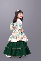 Girls Lehenga Choli Ethnic Wear Printed Lehenga & Crop Top