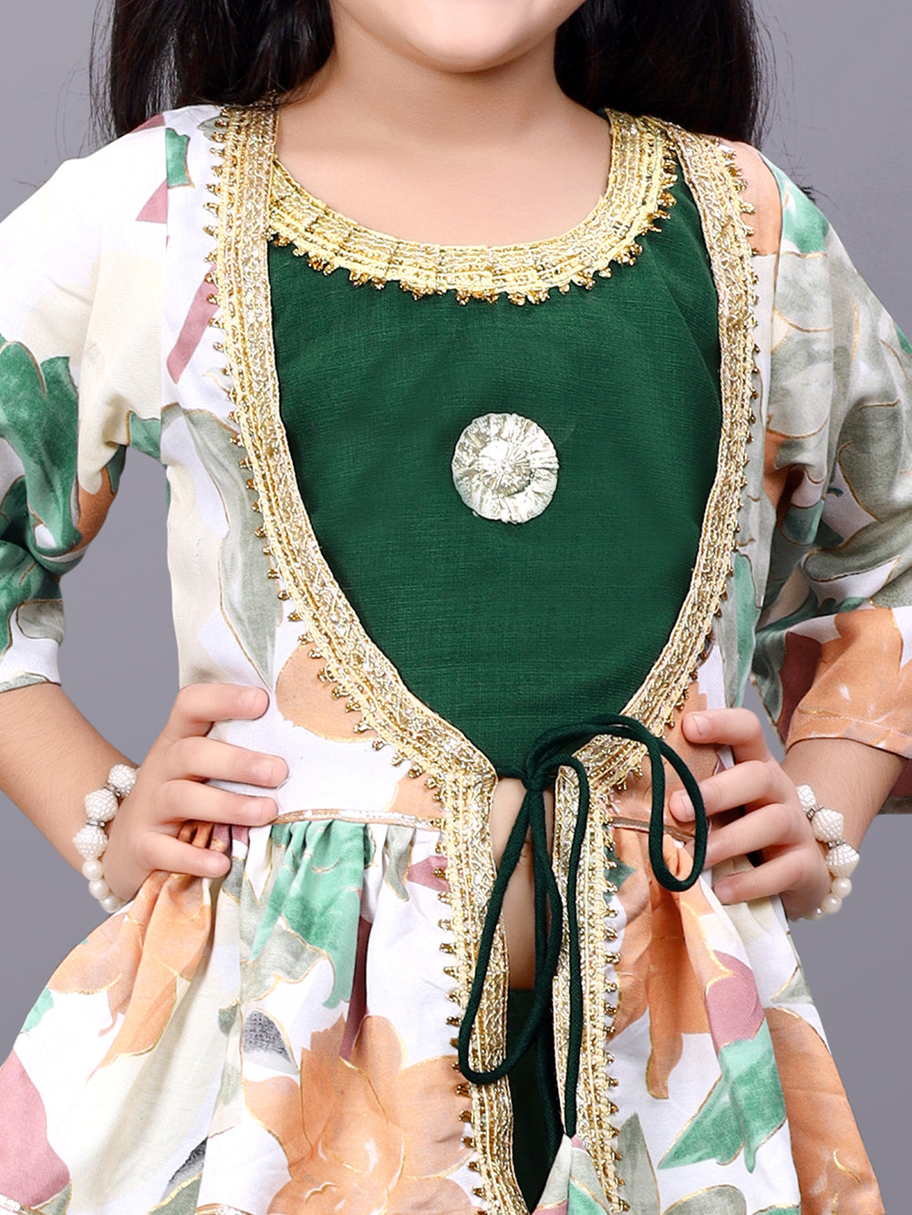 Girls Lehenga Choli Ethnic Wear Printed Lehenga & Crop Top