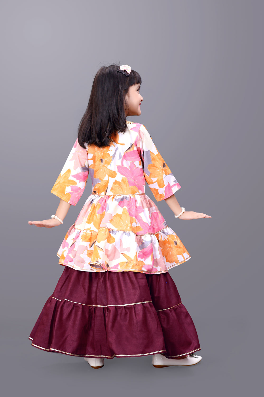 Girls Lehenga Choli Ethnic Wear Printed Lehenga & Crop Top