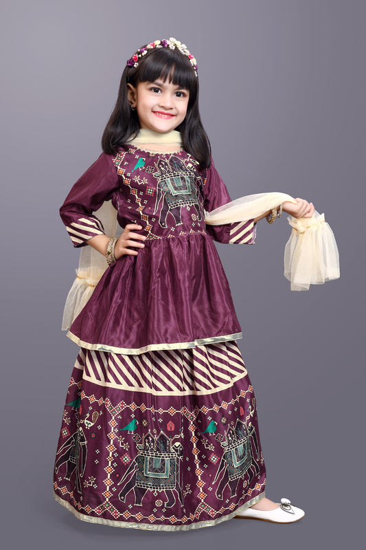 Girls Digital Print Lehenga Choli and Dupatta Set