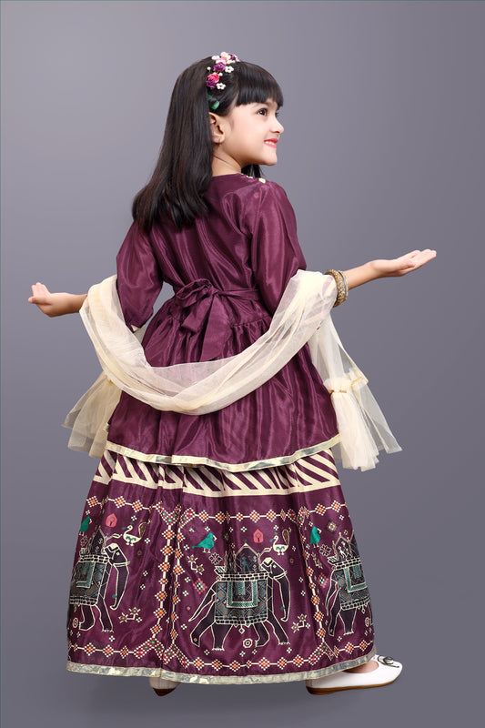 Girls Digital Print Lehenga Choli and Dupatta Set
