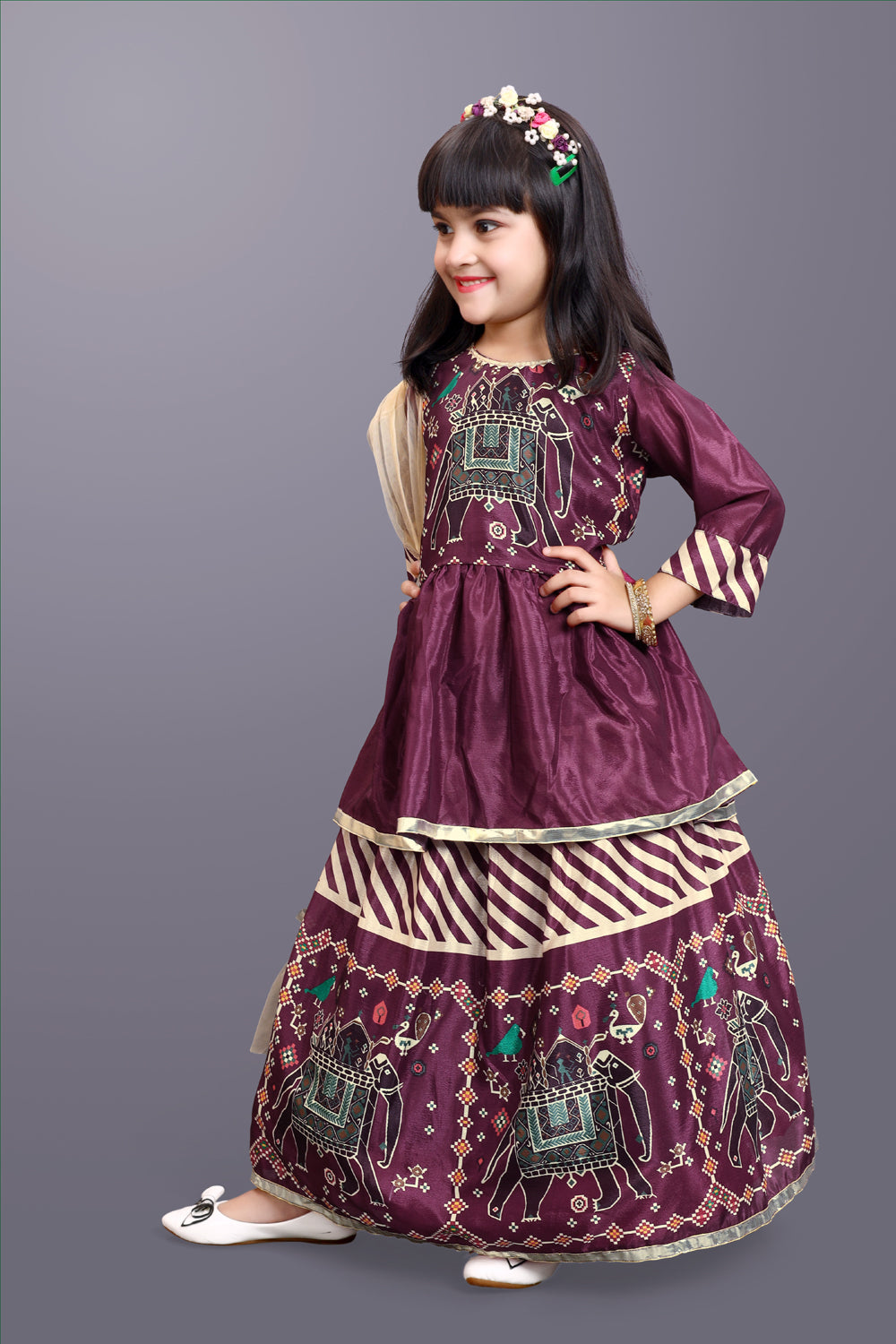 Girls Digital Print Lehenga Choli and Dupatta Set