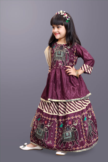 Girls Digital Print Lehenga Choli and Dupatta Set