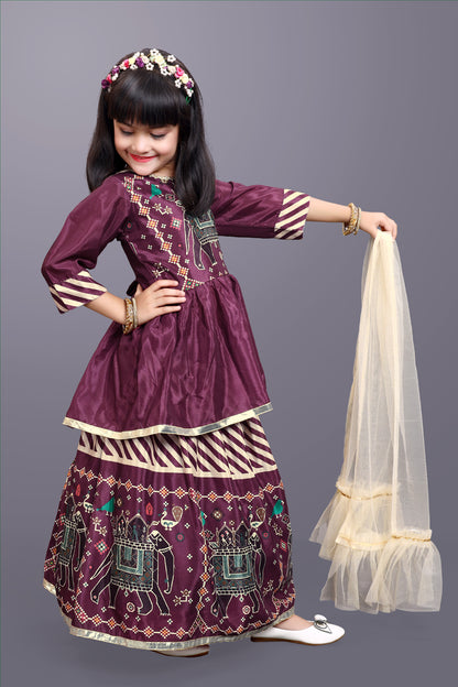 Girls Digital Print Lehenga Choli and Dupatta Set