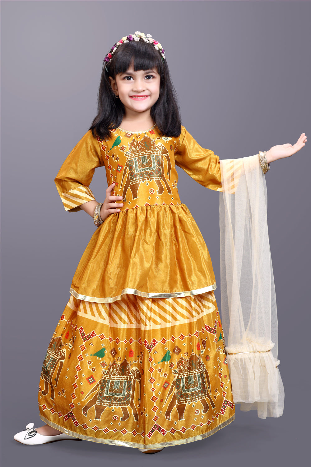 Girls Digital Print Lehenga Choli and Dupatta Set