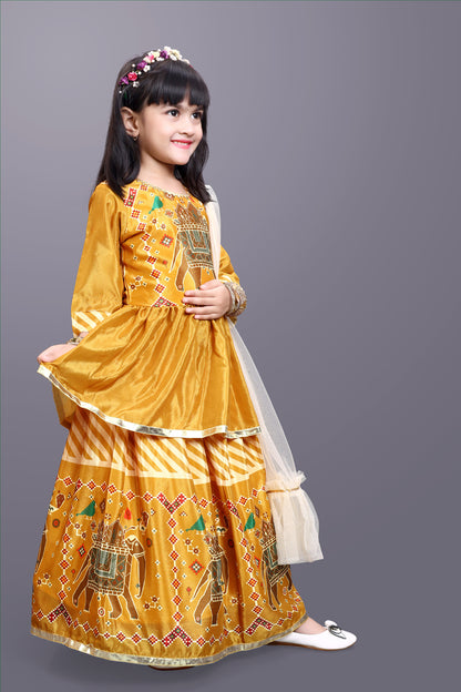 Girls Digital Print Lehenga Choli and Dupatta Set