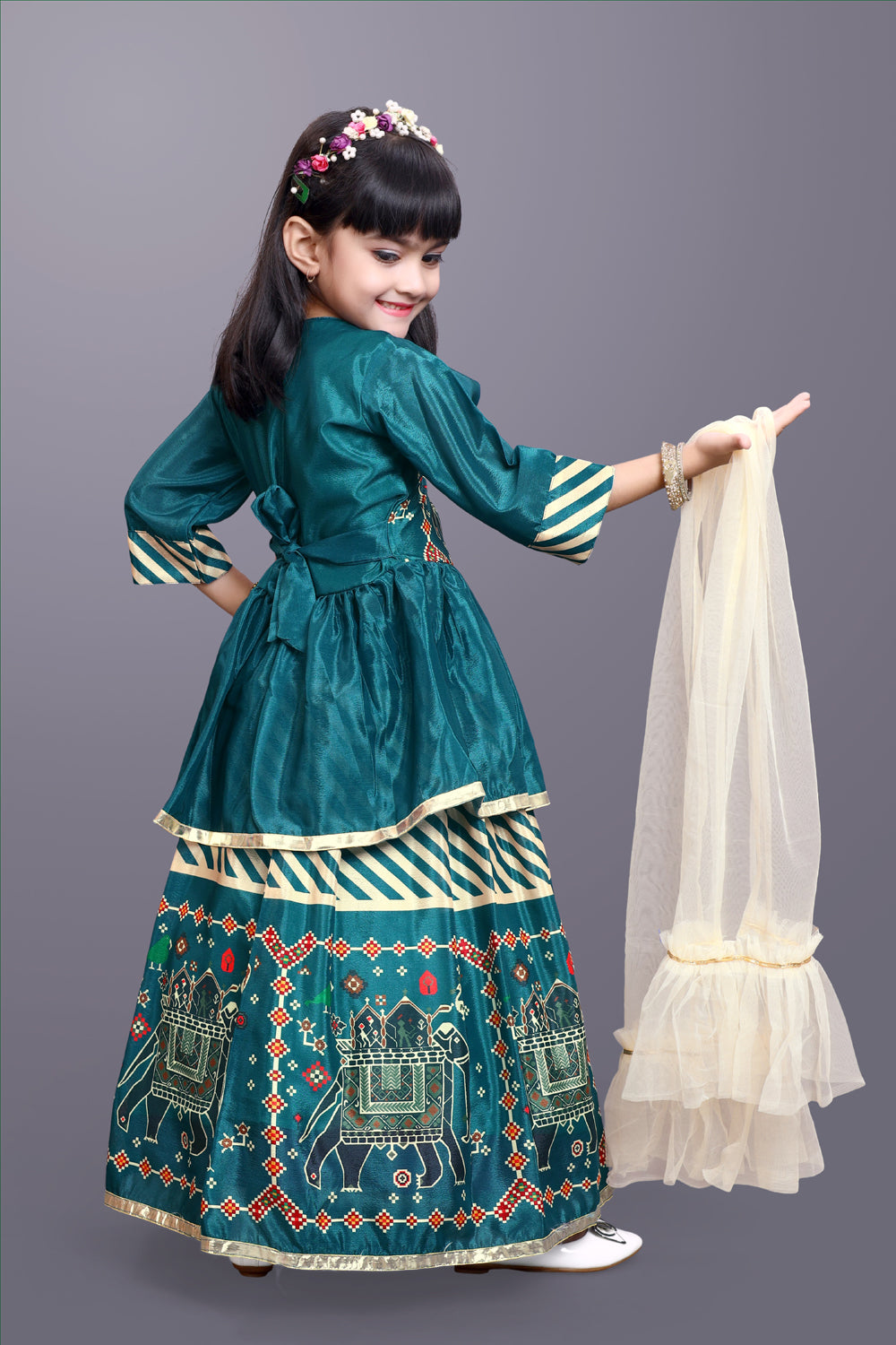 Girls Digital Print Lehenga Choli and Dupatta Set