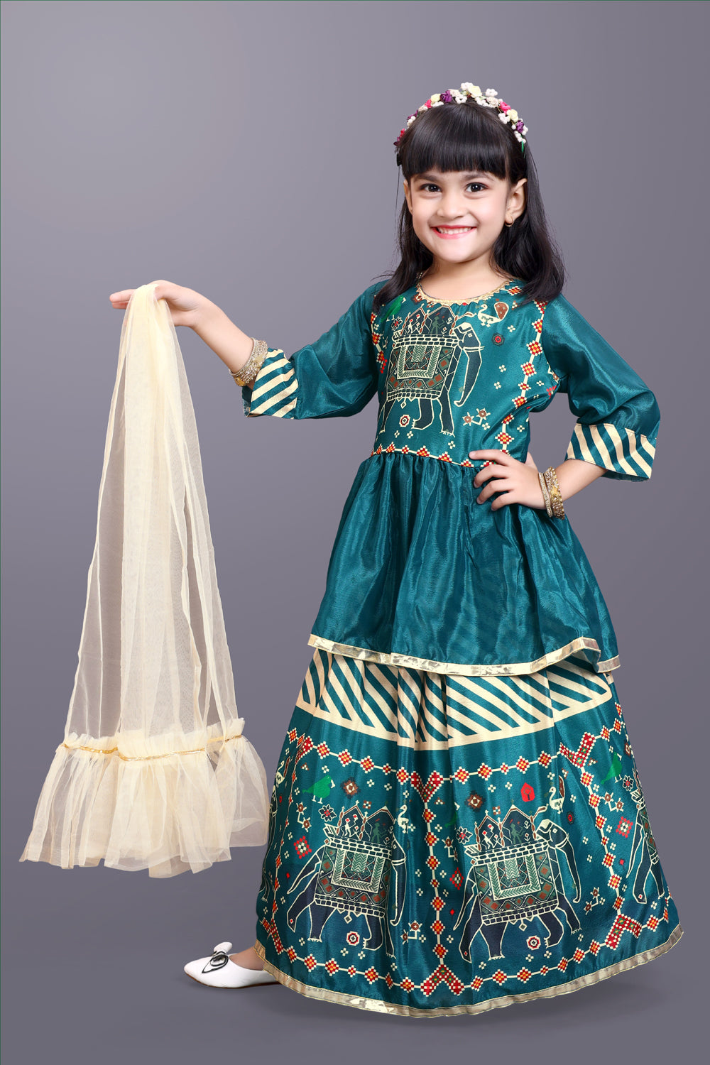 Girls Digital Print Lehenga Choli and Dupatta Set