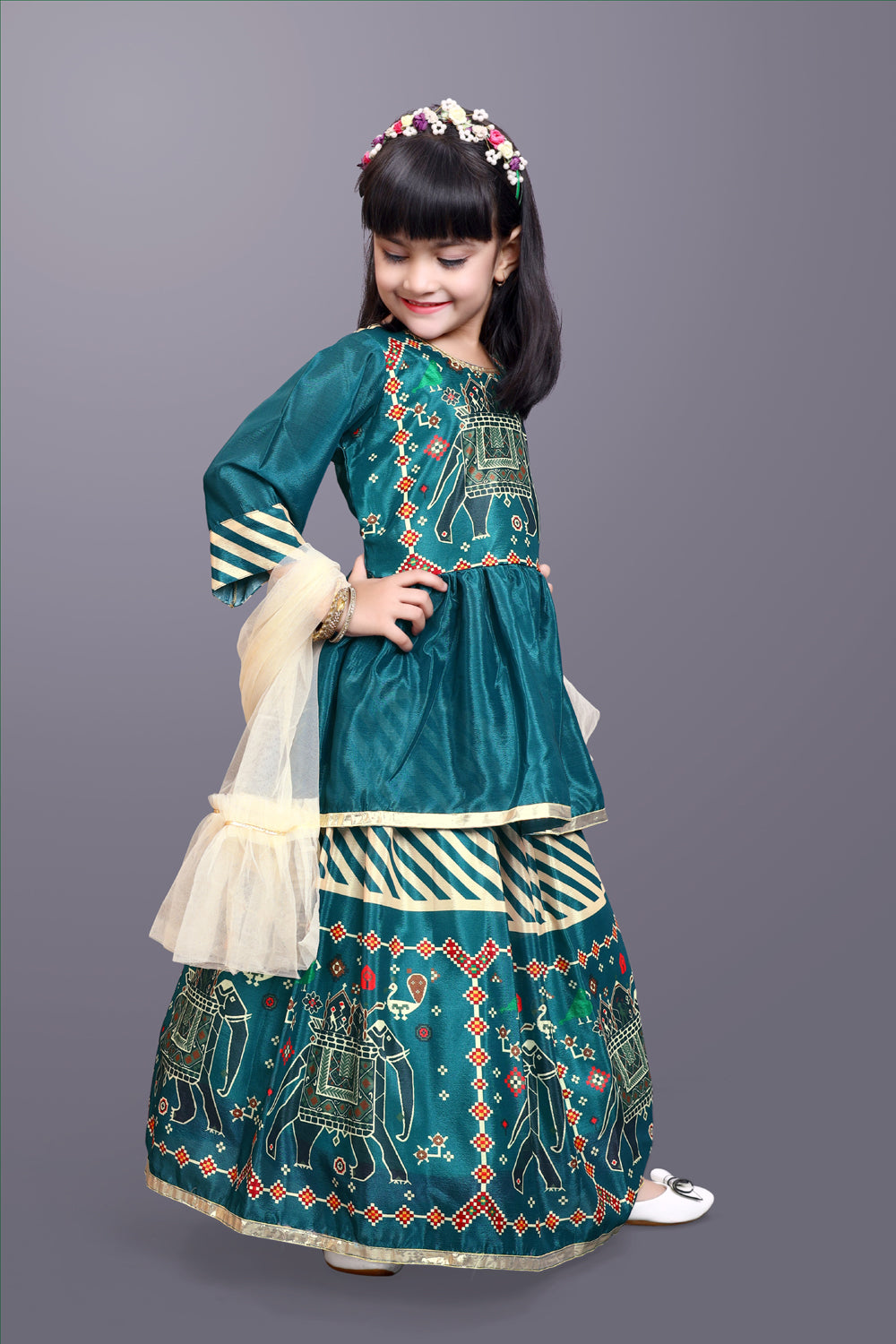 Girls Digital Print Lehenga Choli and Dupatta Set