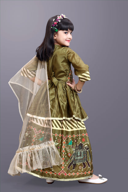 Girls Digital Print Lehenga Choli and Dupatta Set