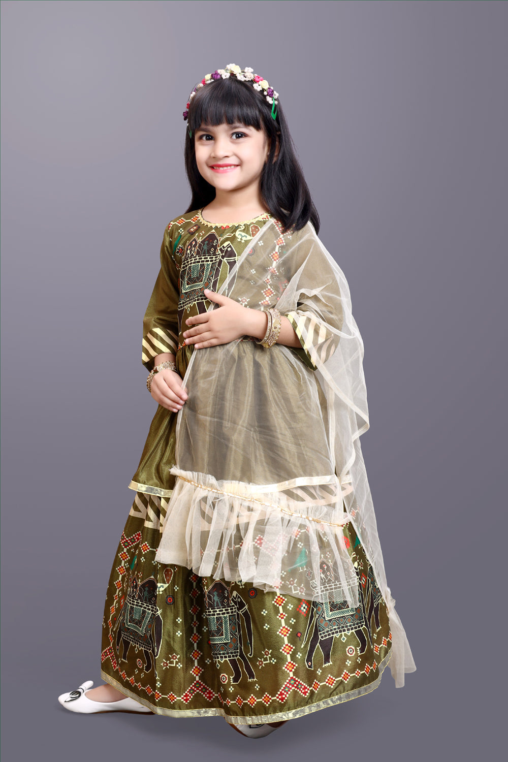 Girls Digital Print Lehenga Choli and Dupatta Set
