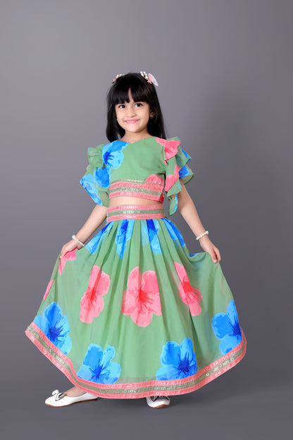 Lehenga Choli Floral Print Party Wear Dress