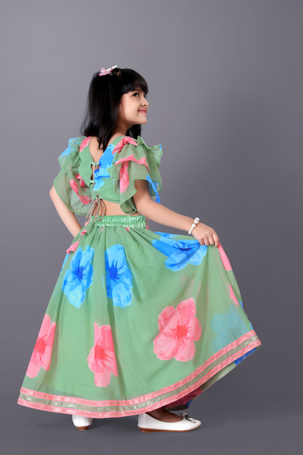Lehenga Choli Floral Print Party Wear Dress