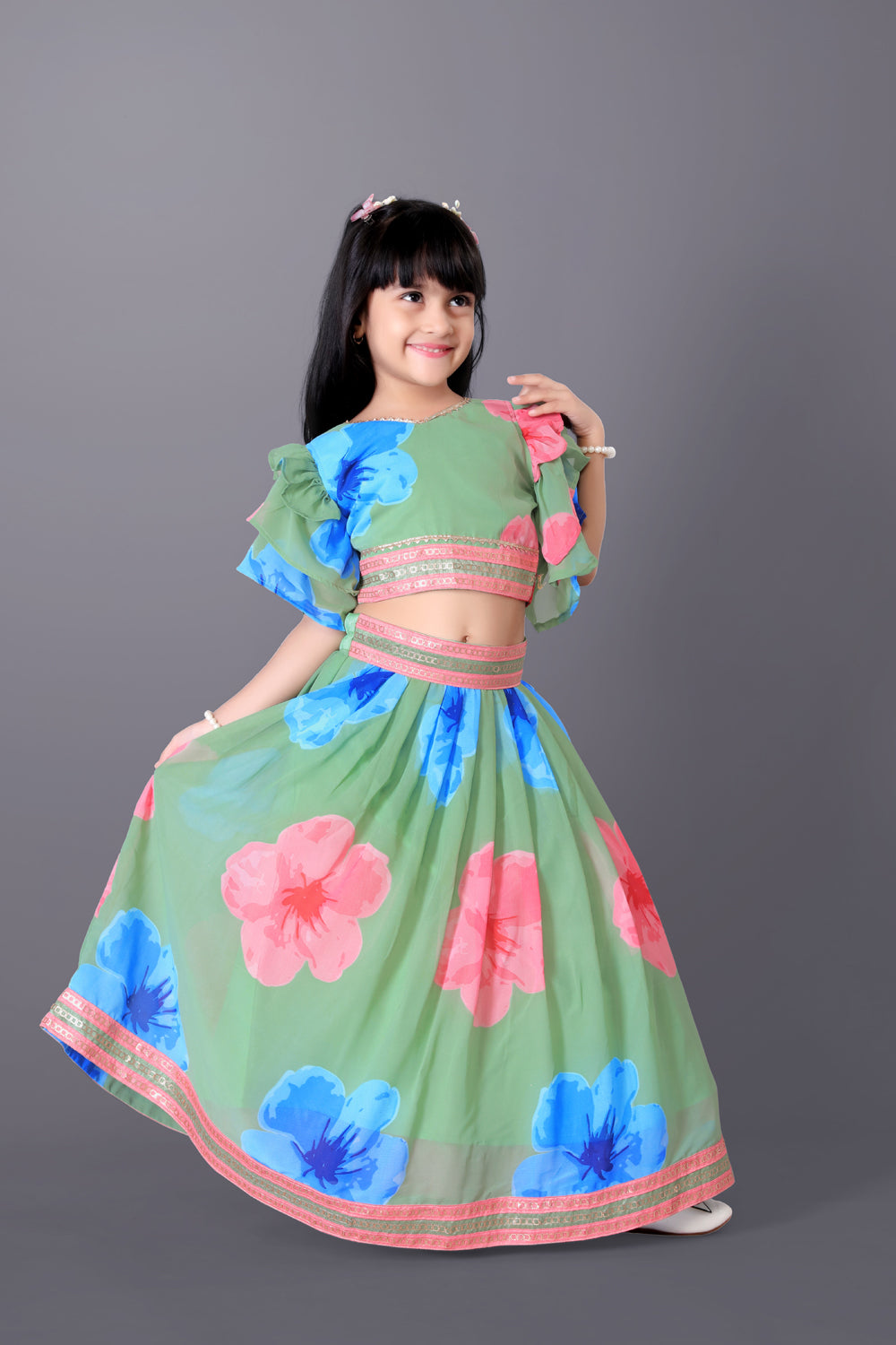 Lehenga Choli Floral Print Party Wear Dress