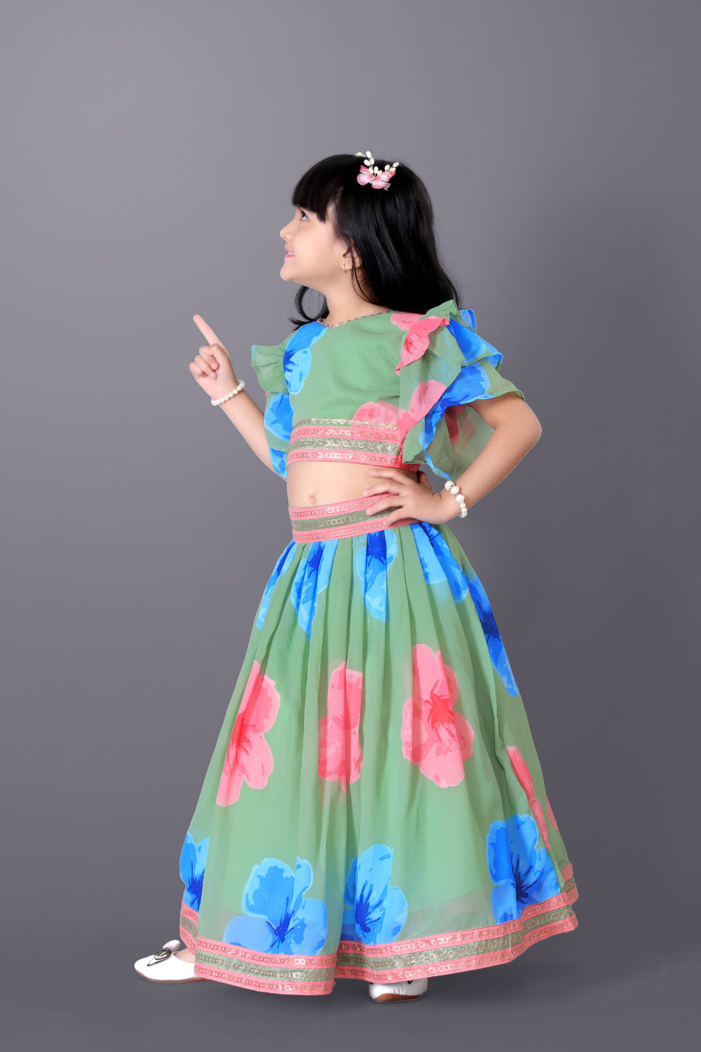 Lehenga Choli Floral Print Party Wear Dress