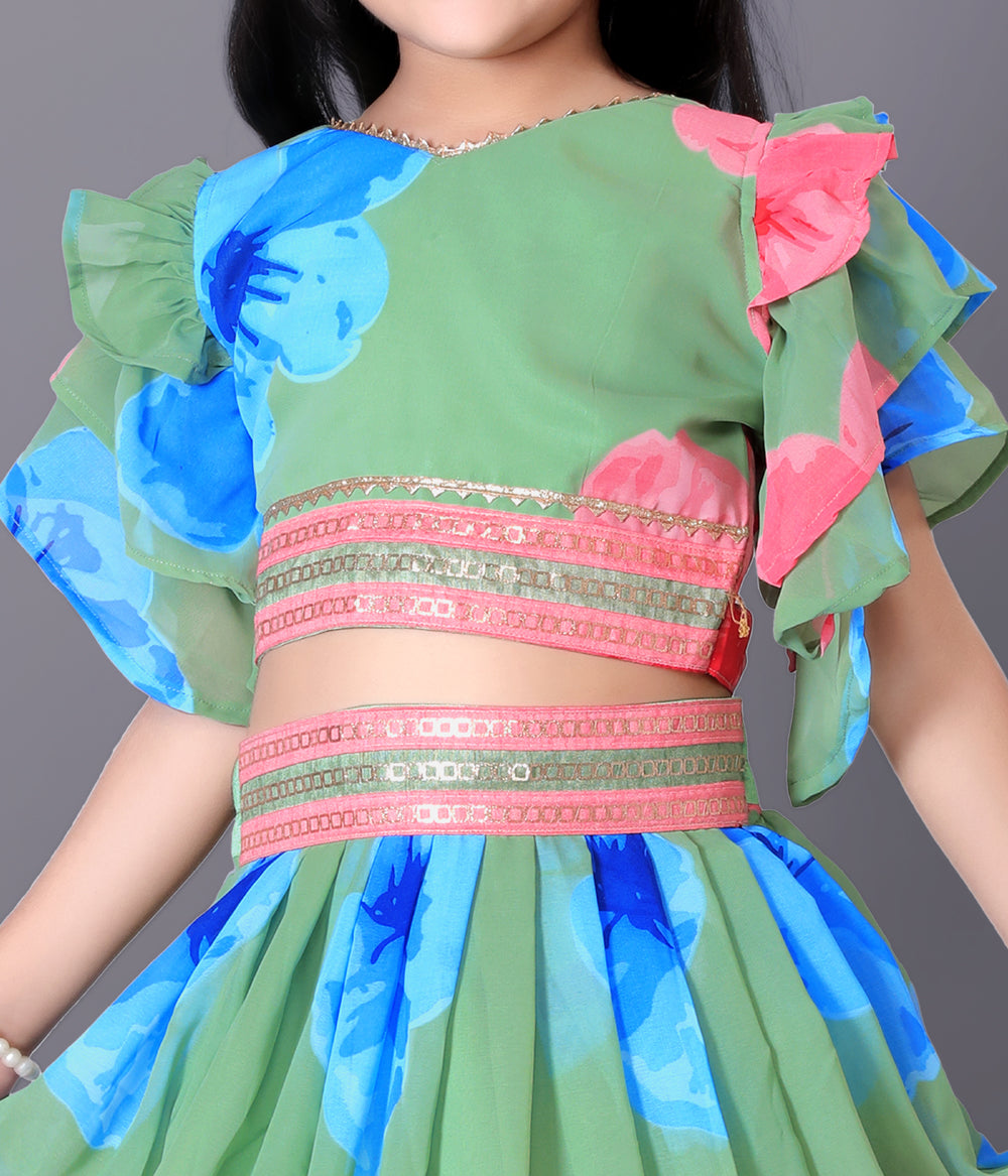 Lehenga Choli Floral Print Party Wear Dress
