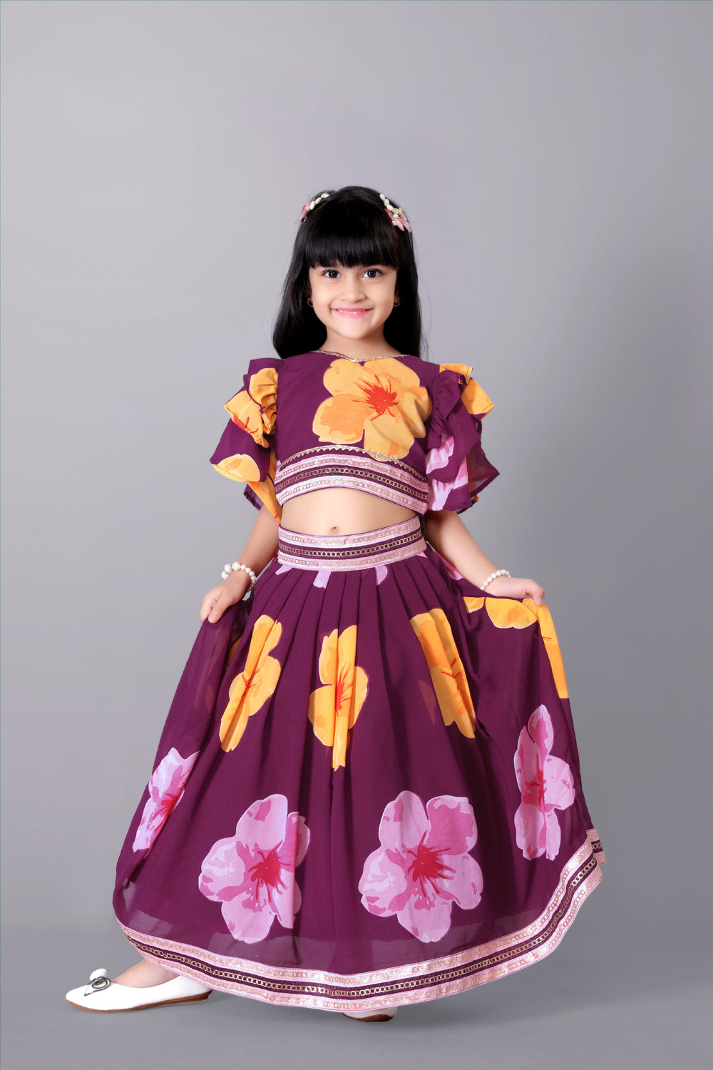 Lehenga Choli Floral Print Party Wear Dress