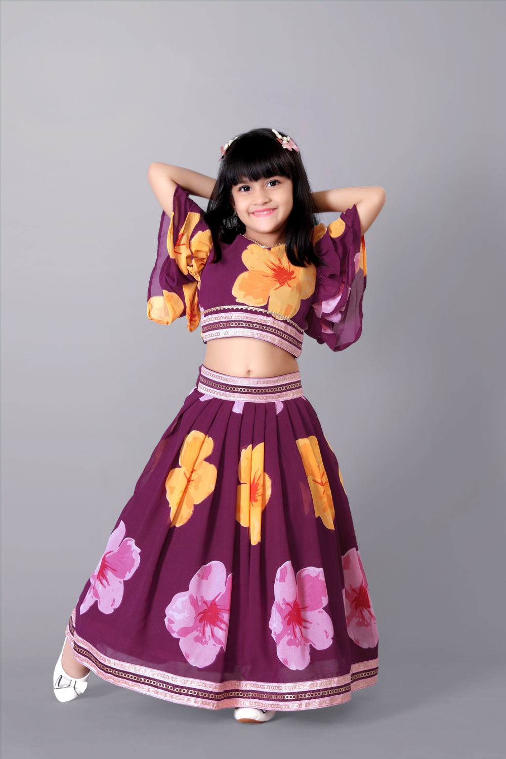Lehenga Choli Floral Print Party Wear Dress