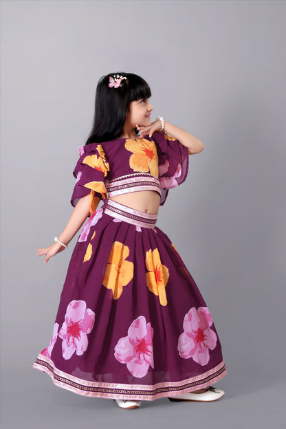 Lehenga Choli Floral Print Party Wear Dress