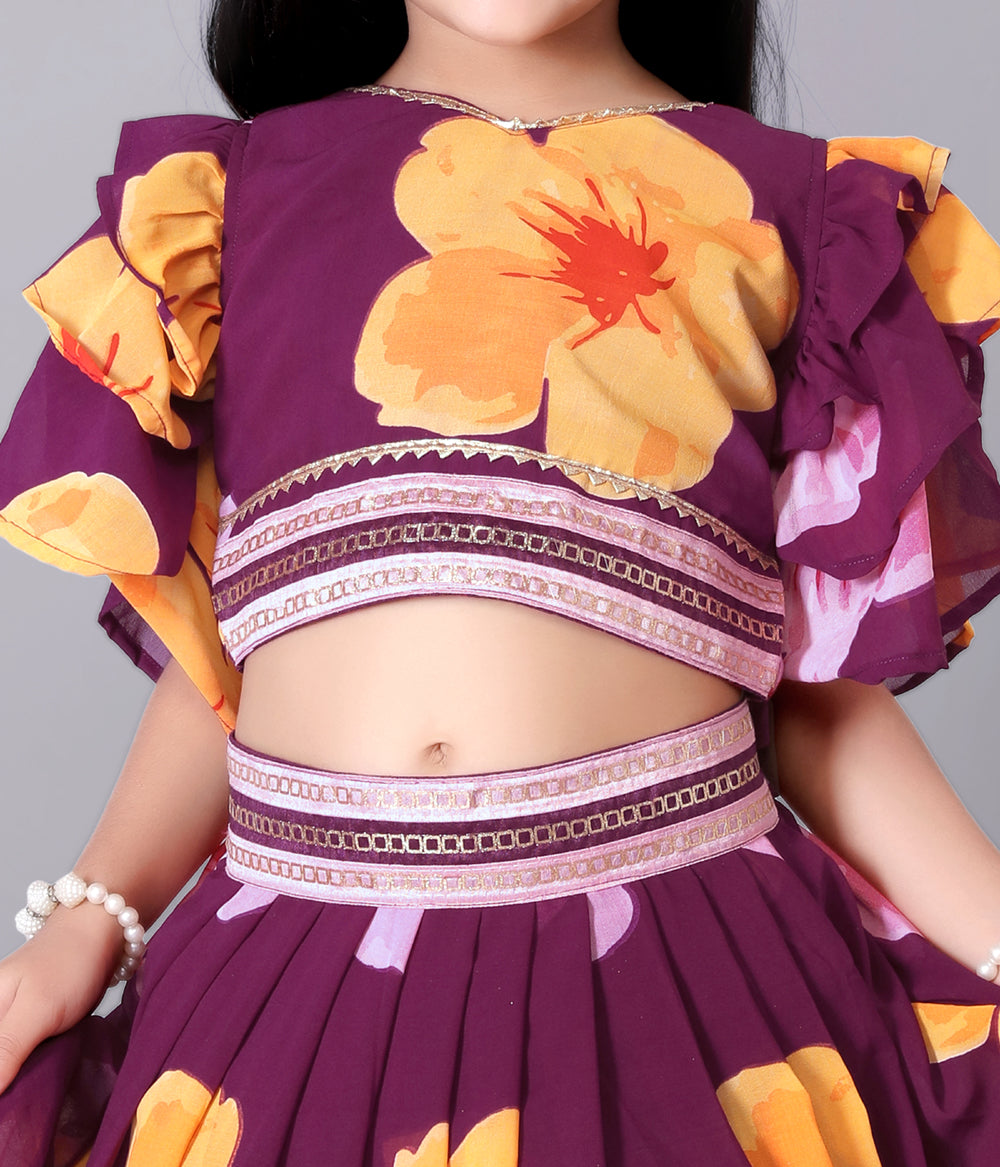 Lehenga Choli Floral Print Party Wear Dress