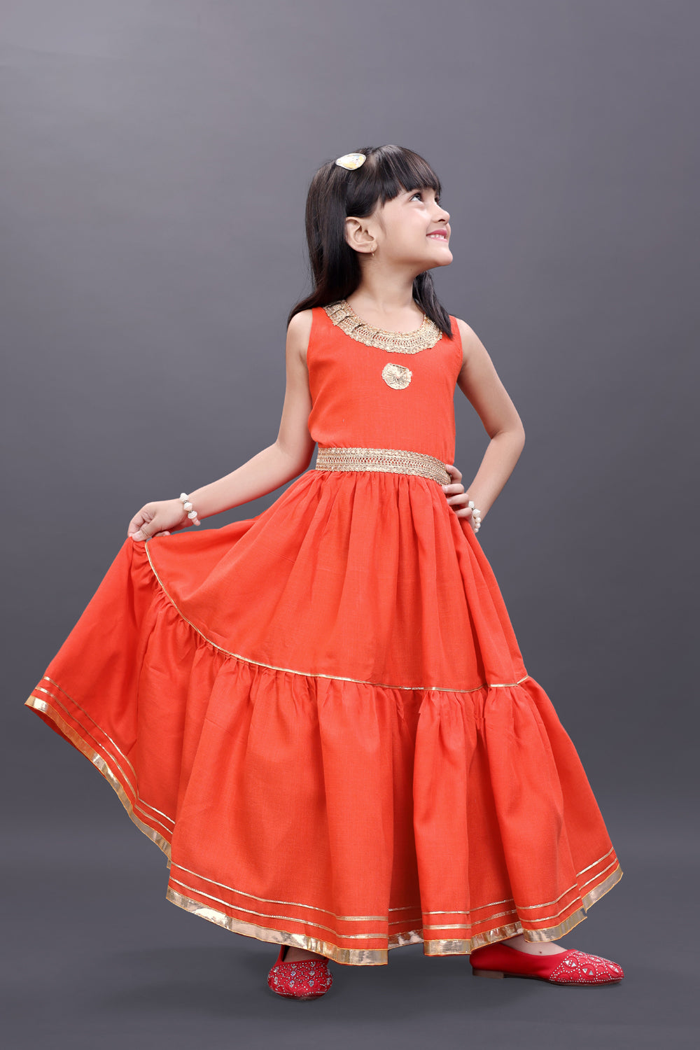 Girls Festive & Party Ethnic Jacket, Blouse and Palazzo Set