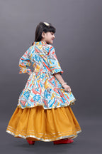 Girls Festive & Party Ethnic Jacket, Blouse and Palazzo Set