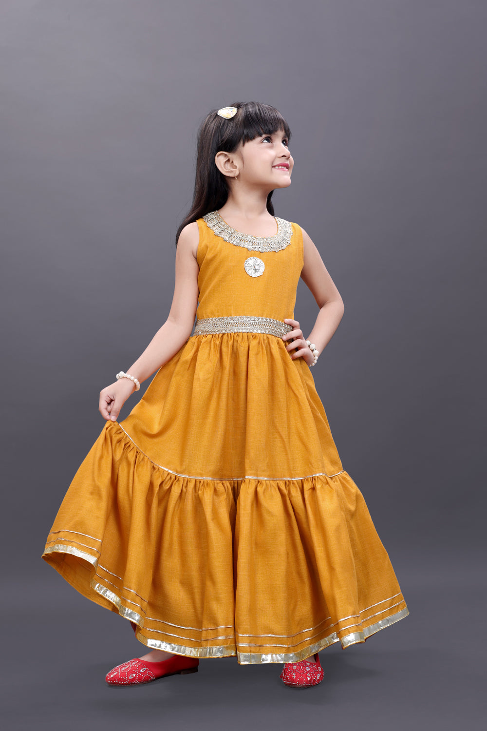 Girls Festive & Party Ethnic Jacket, Blouse and Palazzo Set